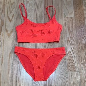 WORN ONCE: Aerie neon pink/orange bikini